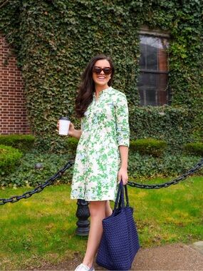 Tuckernuck Green & White Floral Royal Shirtdress